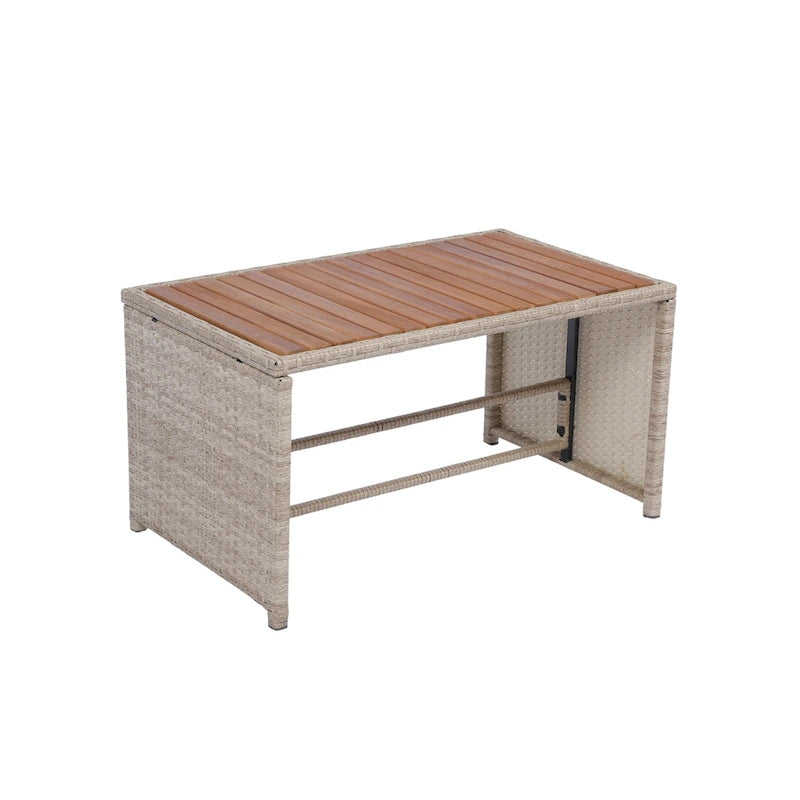 Ensemble de canapé d'angle 3 pièces pour patio en rotin tressé, coloris jaune naturel + coussins gris foncé