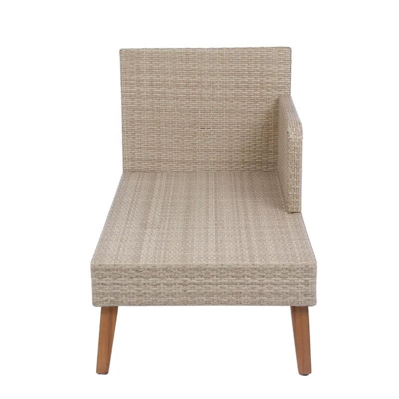 Ensemble de canapé d'angle 3 pièces pour patio en rotin tressé, coloris jaune naturel + coussins gris foncé