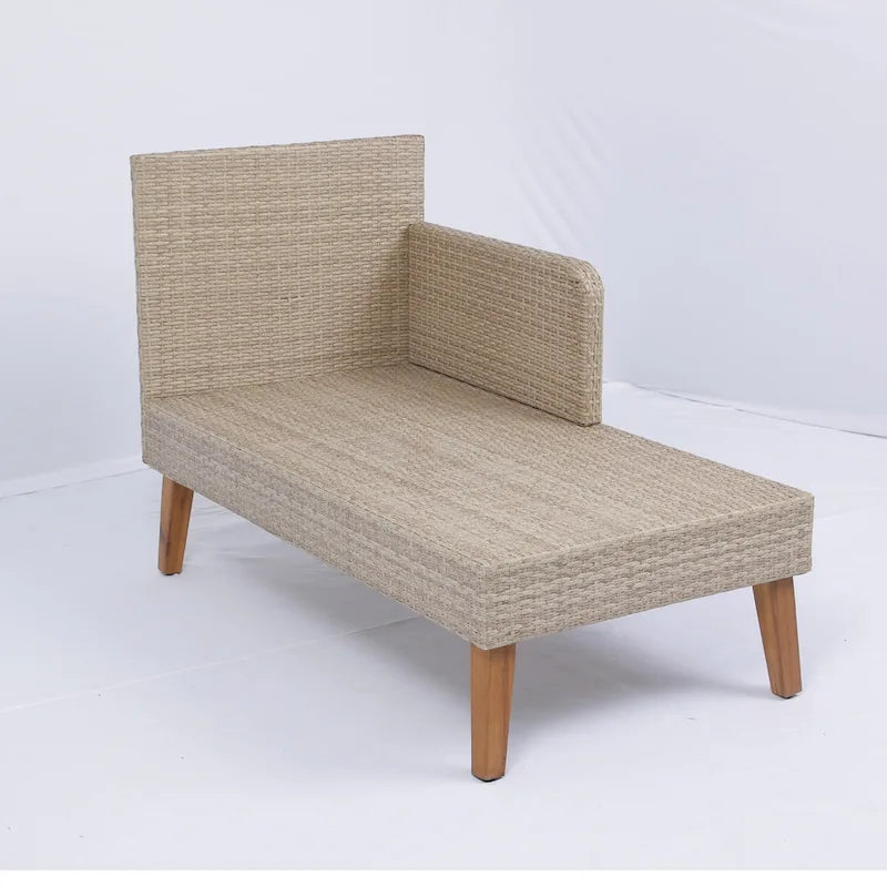 Ensemble de canapé d'angle 3 pièces pour patio en rotin tressé, coloris jaune naturel + coussins gris foncé