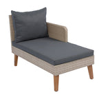 Ensemble de canapé d'angle 3 pièces pour patio en rotin tressé, coloris jaune naturel + coussins gris foncé