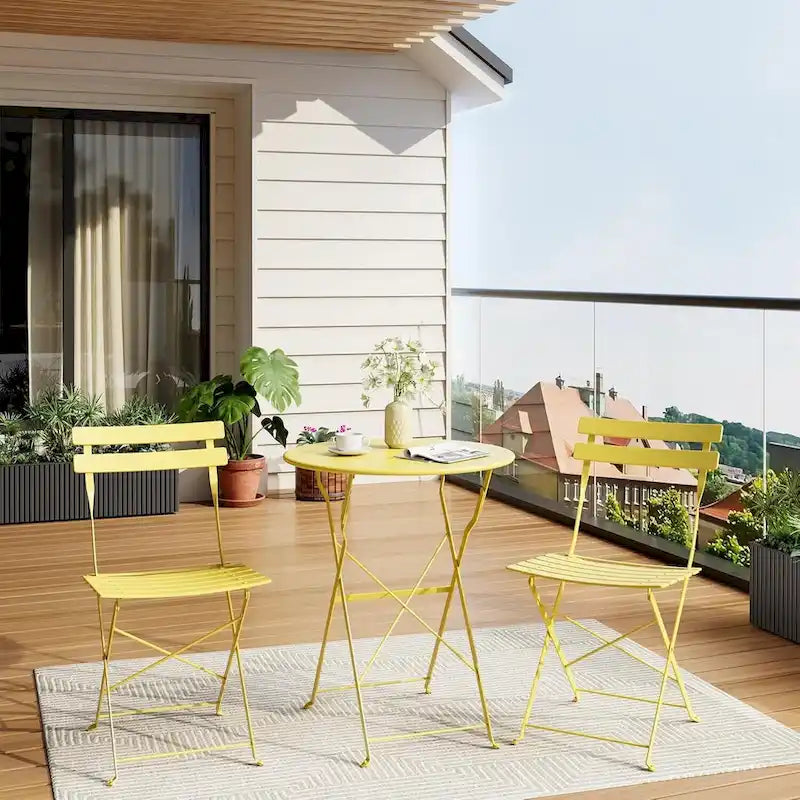 Ensemble table et chaises de patio extérieur pour appartements, véranda et piscine