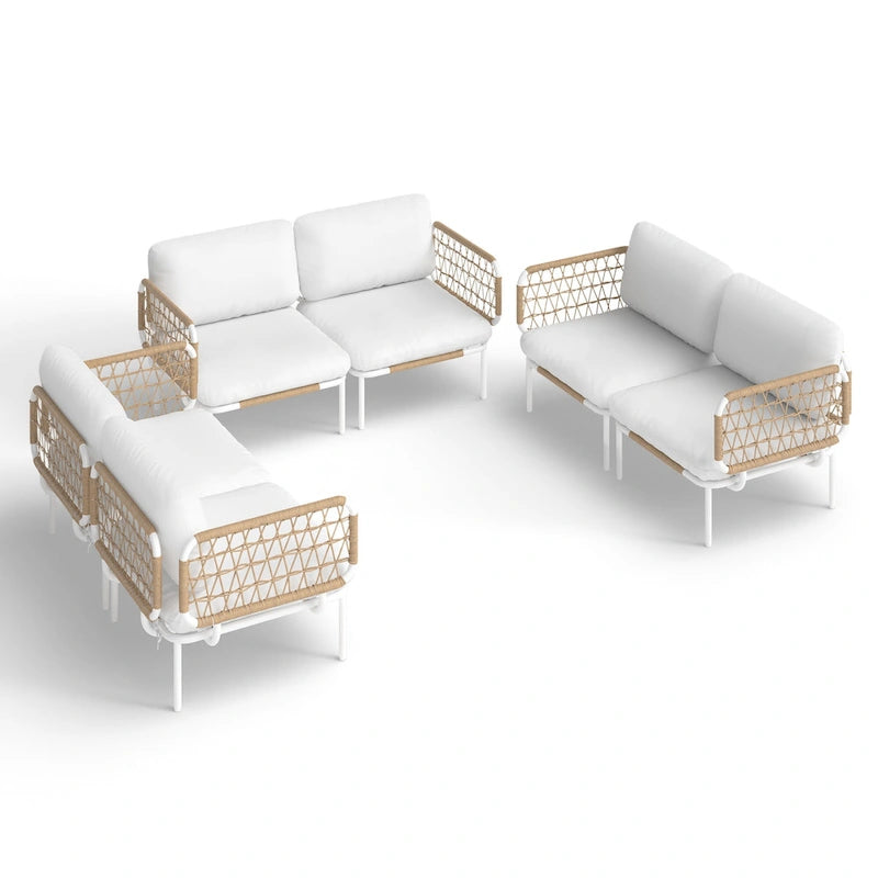 Ensemble de canapés d'angle d'extérieur avec coussins pour une conversation conviviale