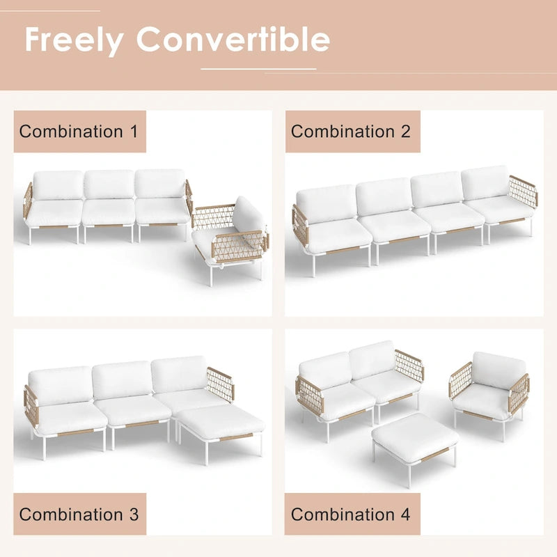 Ensemble de canapés d'angle d'extérieur avec coussins pour une conversation conviviale