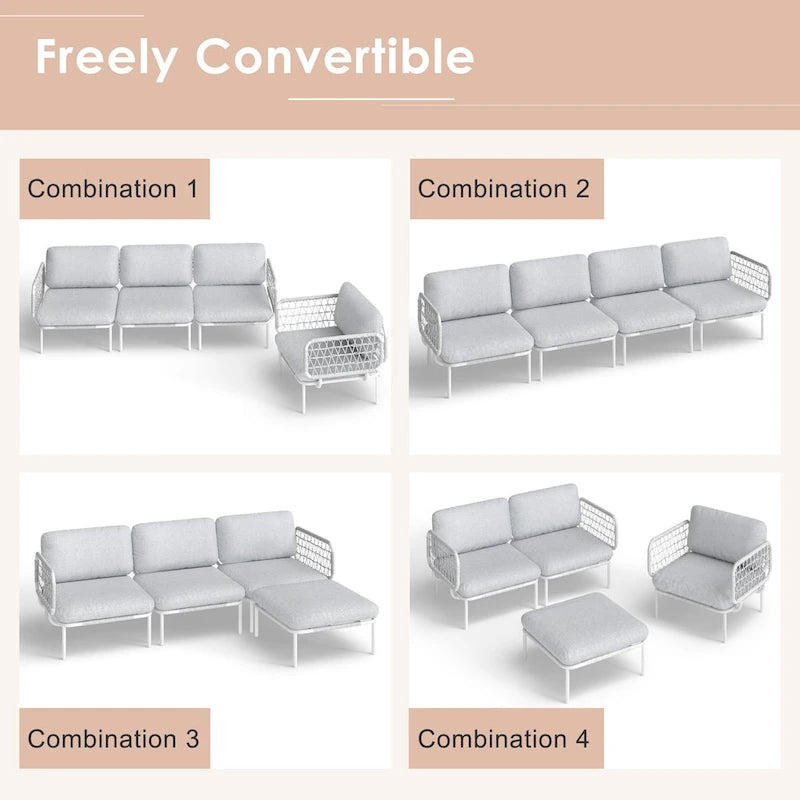 Ensemble de canapés d'angle d'extérieur avec coussins pour une conversation conviviale