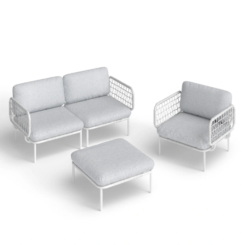 Ensemble de canapés d'angle d'extérieur avec coussins pour une conversation conviviale