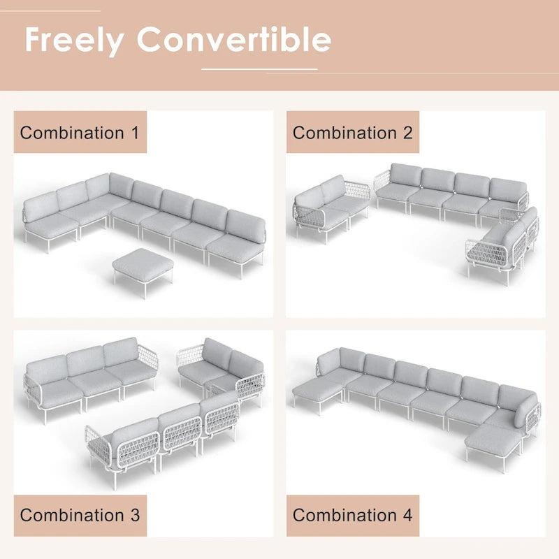 Ensemble de canapés d'angle d'extérieur avec coussins pour une conversation conviviale