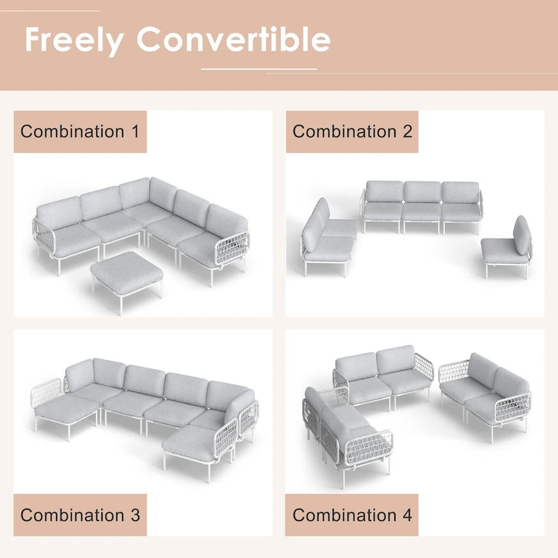 Ensemble de canapés d'angle d'extérieur avec coussins pour une conversation conviviale