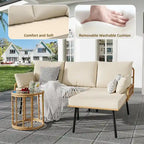 Ensemble de mobilier de patio en rotin 3 pièces