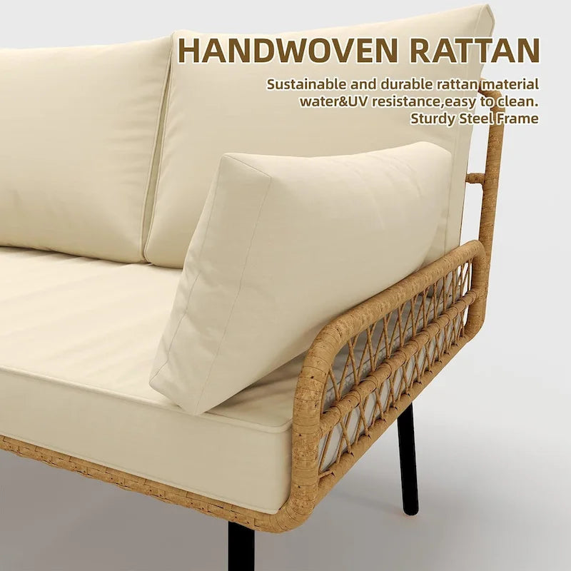 Ensemble de mobilier de patio en rotin 3 pièces