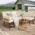 Ensemble de mobilier de patio en rotin 3 pièces