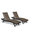 GDFStudio - Ensemble de 2 chaises longues en résine tressée PE, inclinables et réglables pour terrasse, avec mousse à séchage rapide.