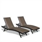 GDFStudio - Ensemble de 2 chaises longues en résine tressée PE, inclinables et réglables pour terrasse, avec mousse à séchage rapide.