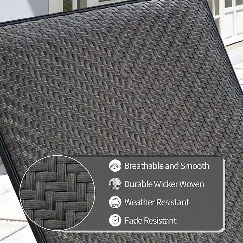 GDFStudio - Ensemble de 2 chaises longues en résine tressée PE, inclinables et réglables pour terrasse, avec mousse à séchage rapide.
