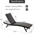 GDFStudio - Ensemble de 2 chaises longues en résine tressée PE, inclinables et réglables pour terrasse, avec mousse à séchage rapide.