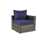Ensemble de canapé d'angle modulaire en rotin pour patio extérieur, 8 pièces, avec table basse en verre trempé