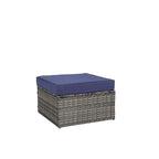 Ensemble de canapé d'angle modulaire en rotin pour patio extérieur, 8 pièces, avec table basse en verre trempé