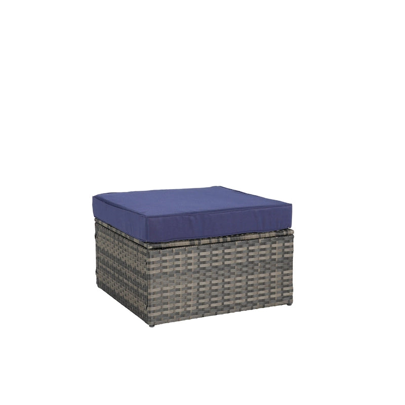 Ensemble de canapé d'angle modulaire en rotin pour patio extérieur, 8 pièces, avec table basse en verre trempé