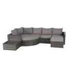 Ensemble de canapé d'angle modulaire en rotin pour patio extérieur, 8 pièces, avec table basse en verre trempé