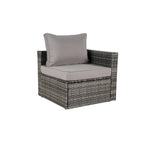 Ensemble de canapé d'angle modulaire en rotin pour patio extérieur, 8 pièces, avec table basse en verre trempé