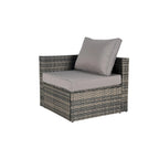 Ensemble de canapé d'angle modulaire en rotin pour patio extérieur, 8 pièces, avec table basse en verre trempé