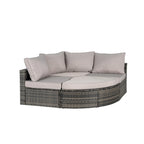 Ensemble de canapé d'angle modulaire en rotin pour patio extérieur, 8 pièces, avec table basse en verre trempé