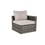 Ensemble de canapé d'angle modulaire en rotin pour patio extérieur, 8 pièces, avec table basse en verre trempé