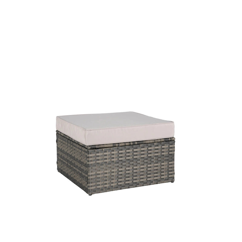 Ensemble de canapé d'angle modulaire en rotin pour patio extérieur, 8 pièces, avec table basse en verre trempé