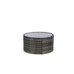 Ensemble de canapé d'angle demi-lune 7 pièces pour terrasse avec table basse en verre trempé