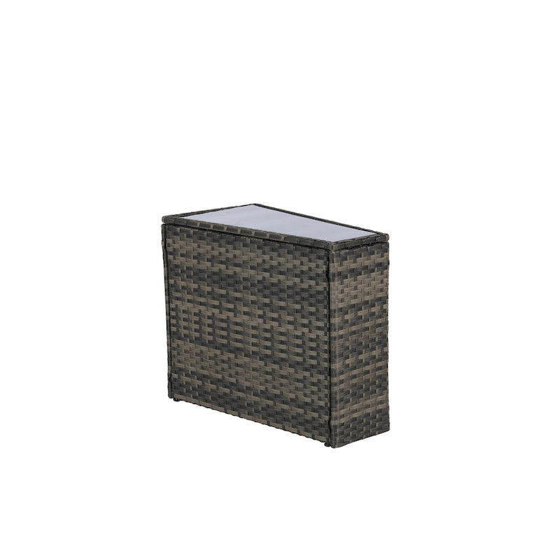 Ensemble de canapé d'angle demi-lune 7 pièces pour terrasse avec table basse en verre trempé