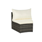 Ensemble de canapé d'angle demi-lune 7 pièces pour terrasse avec table basse en verre trempé