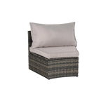 Ensemble de canapé d'angle demi-lune 7 pièces pour terrasse avec table basse en verre trempé