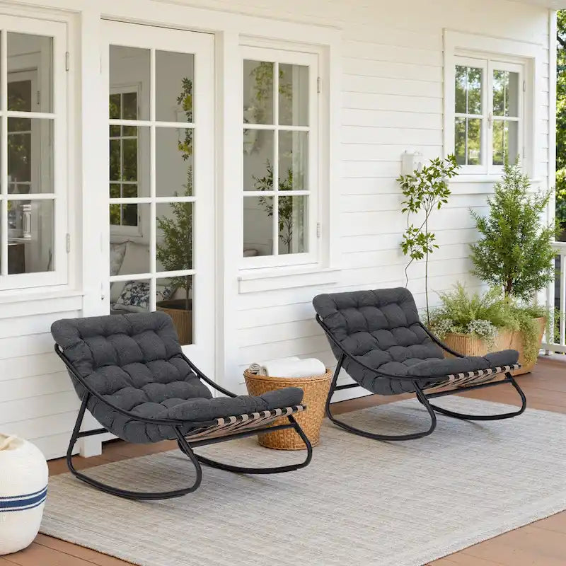 Modern Indoor Outdoor Rocking Chair with Cushion
