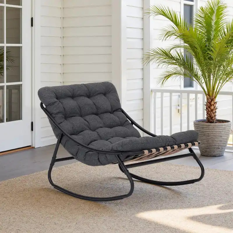Fauteuil à bascule moderne d'intérieur/extérieur avec coussin
