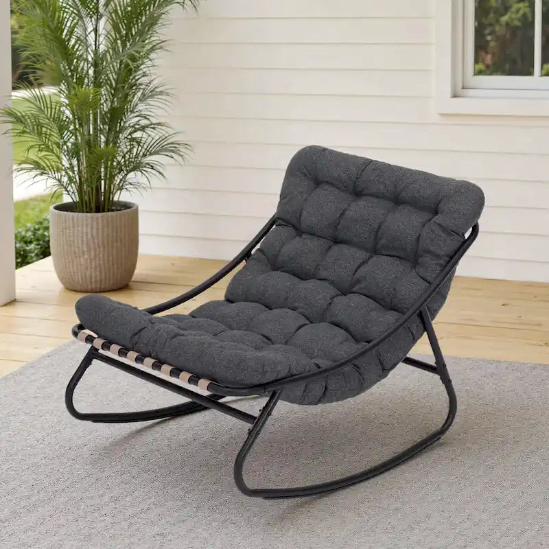 Fauteuil à bascule moderne d'intérieur/extérieur avec coussin