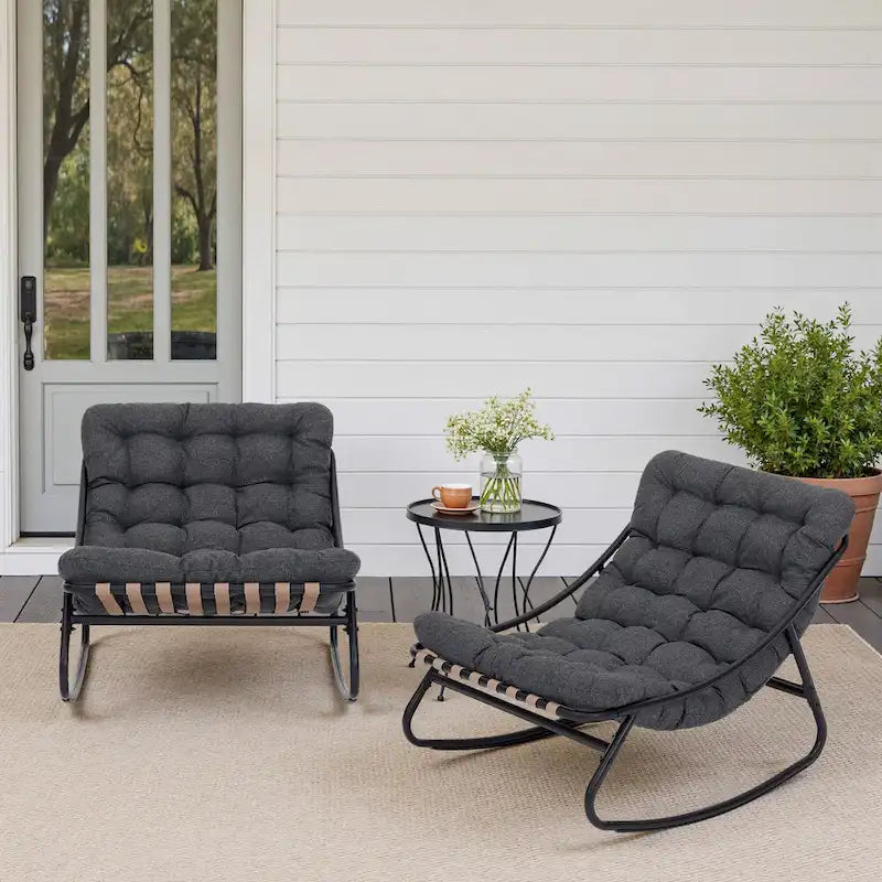 Fauteuil à bascule moderne d'intérieur/extérieur avec coussin