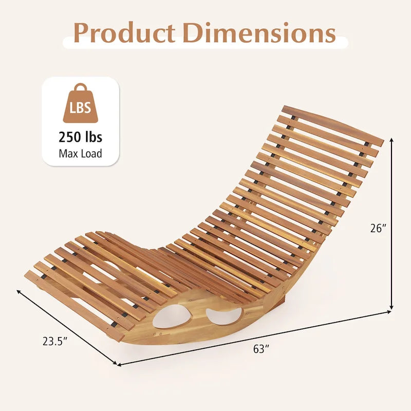 Gymax Lot de 2 chaises longues d'extérieur avec dossier haut et assise à lattes.