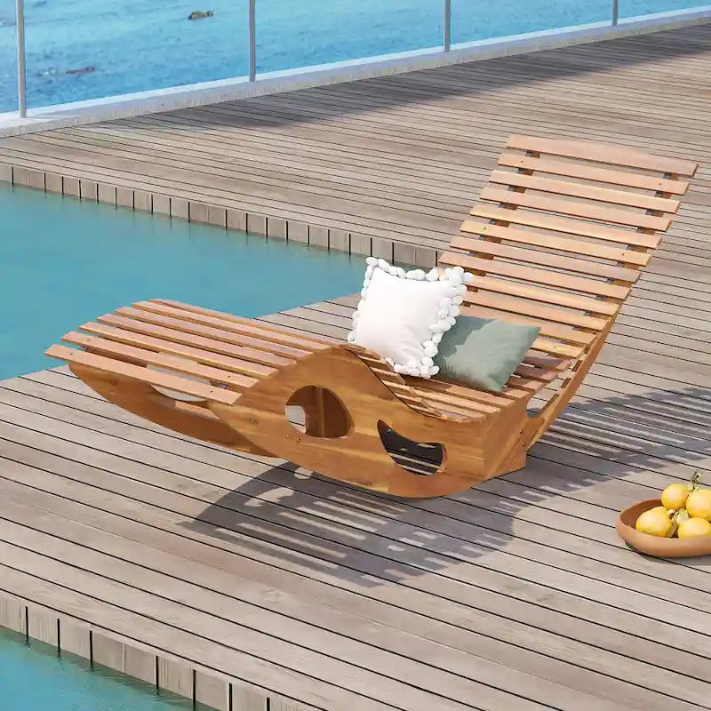 Gymax Lot de 2 chaises longues d'extérieur avec dossier haut et assise à lattes.