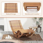 Gymax Lot de 2 chaises longues d'extérieur avec dossier haut et assise à lattes.