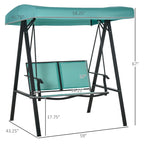 Balançoire de patio Outsunny pour 2 personnes avec auvent, balançoire d'extérieur avec auvent réglable, sièges en maille respirante et structure en acier