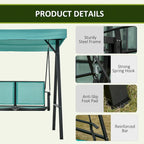 Balançoire de patio Outsunny pour 2 personnes avec auvent, balançoire d'extérieur avec auvent réglable, sièges en maille respirante et structure en acier