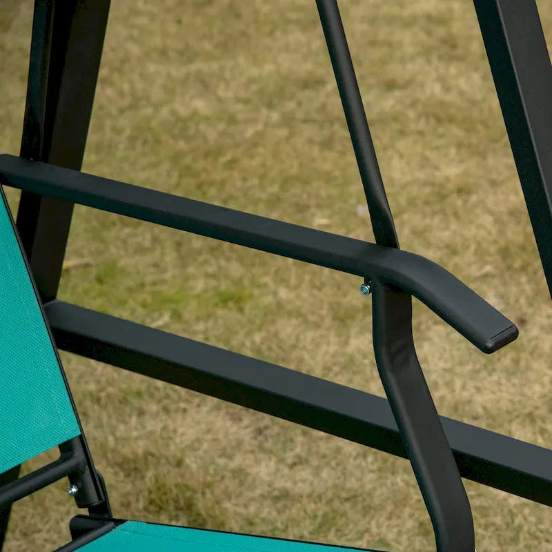 Balançoire de patio Outsunny pour 2 personnes avec auvent, balançoire d'extérieur avec auvent réglable, sièges en maille respirante et structure en acier