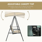Balançoire de patio Outsunny pour 2 personnes avec auvent, balançoire d'extérieur avec auvent réglable, sièges en maille respirante et structure en acier