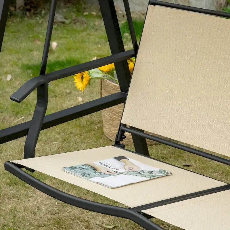 Balançoire de patio Outsunny pour 2 personnes avec auvent, balançoire d'extérieur avec auvent réglable, sièges en maille respirante et structure en acier