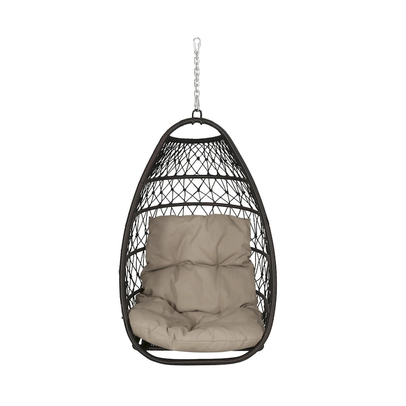 Fauteuil suspendu d'extérieur en osier Elmcrest avec coussins par Christopher Knight Home