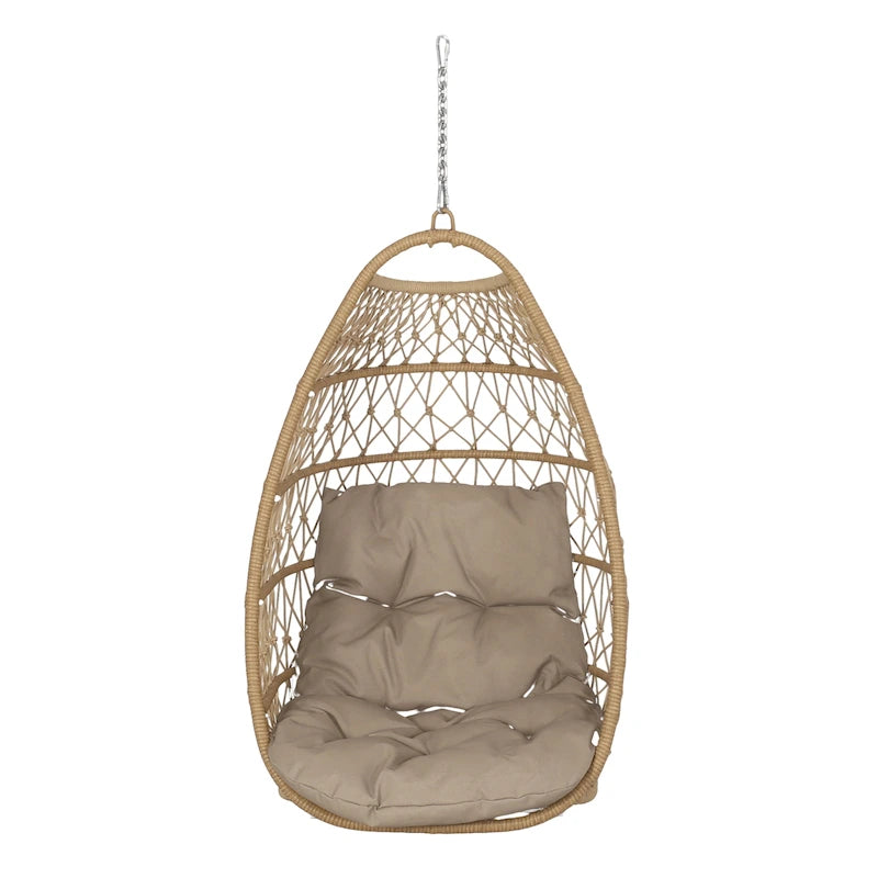 Fauteuil suspendu d'extérieur en osier Elmcrest avec coussins par Christopher Knight Home