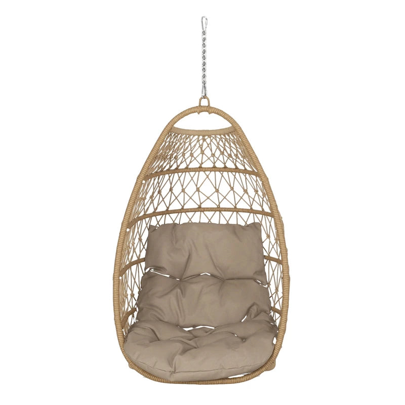 Fauteuil suspendu d'extérieur en osier Elmcrest avec coussins par Christopher Knight Home