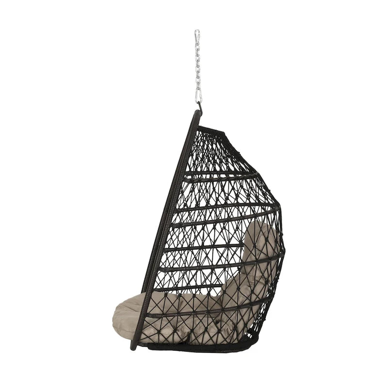 Fauteuil suspendu d'extérieur en osier Elmcrest avec coussins par Christopher Knight Home