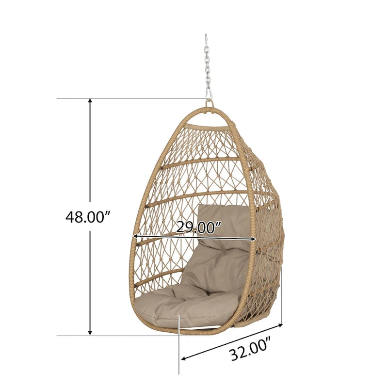 Fauteuil suspendu d'extérieur en osier Elmcrest avec coussins par Christopher Knight Home