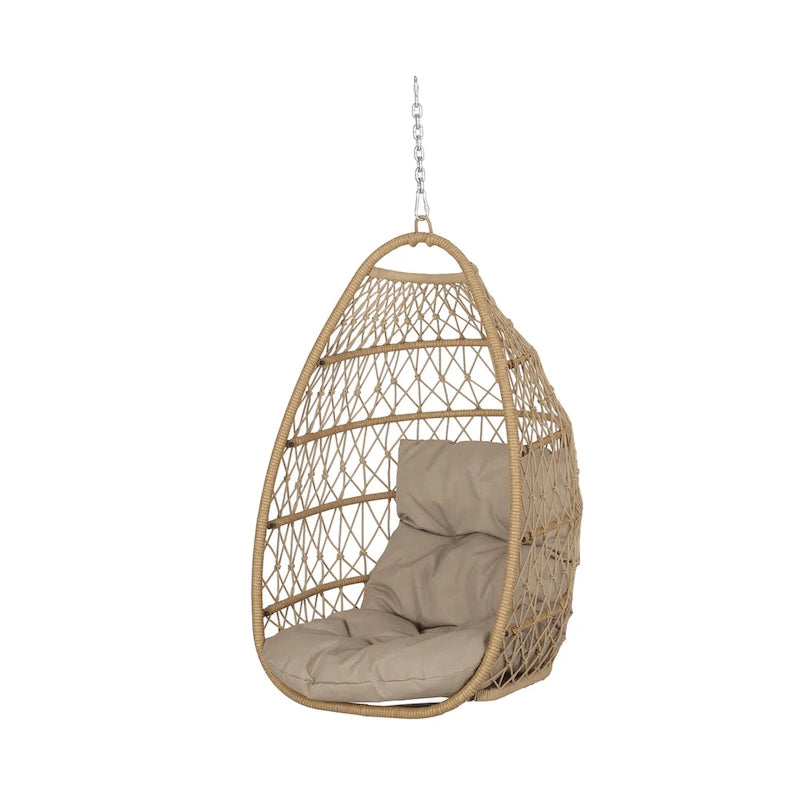 Fauteuil suspendu d'extérieur en osier Elmcrest avec coussins par Christopher Knight Home