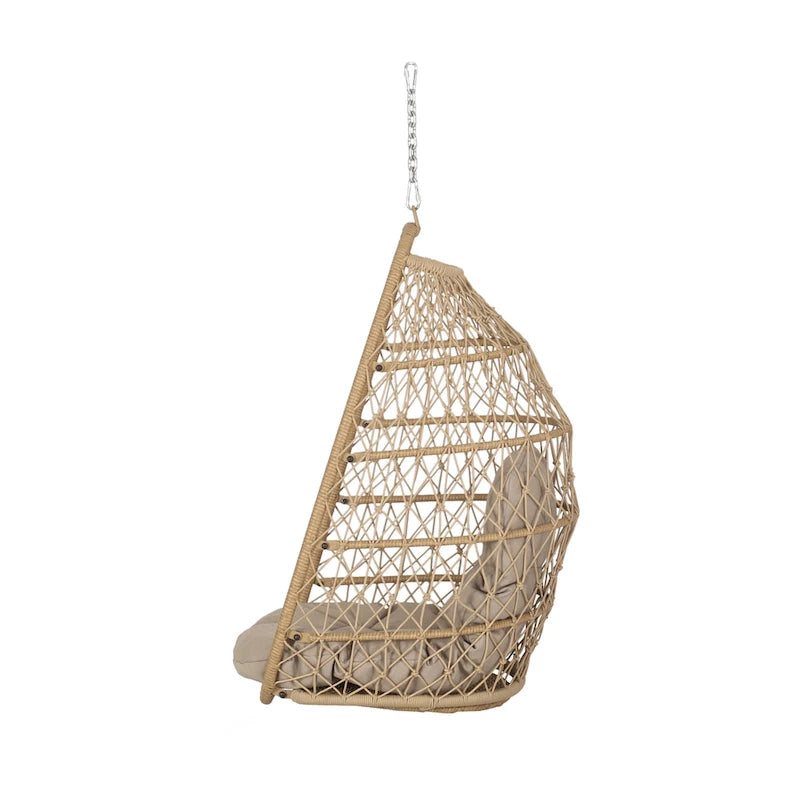 Fauteuil suspendu d'extérieur en osier Elmcrest avec coussins par Christopher Knight Home